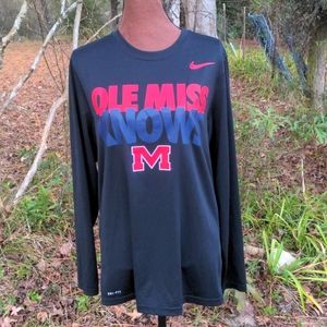 Nike Men's Black Poly Ole Miss Knows Logo Crew Neck Long Sleeve Dri-Fit …